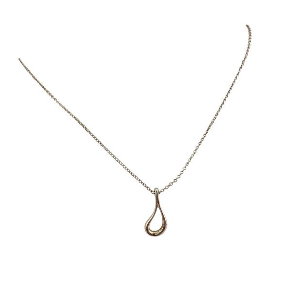 Tiffany and Co Elsa Peretti Medium Teardrop Pendant Necklace 16" - Sterling